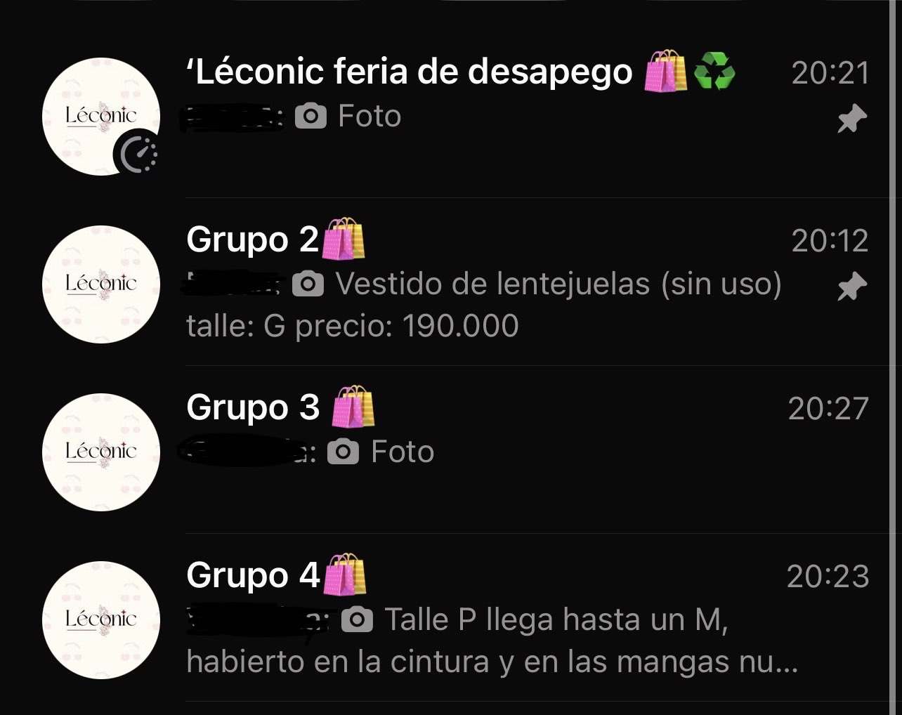 Los 4 grupos de WhatsApp de Léconic